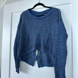 Express Blue Back Lace-Up Sweater